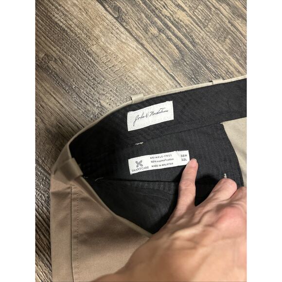 John W. Nordstrom Flat Front Khaki Pants 100% Supima Cotton Mens 38x32 - Picture 3 of 4